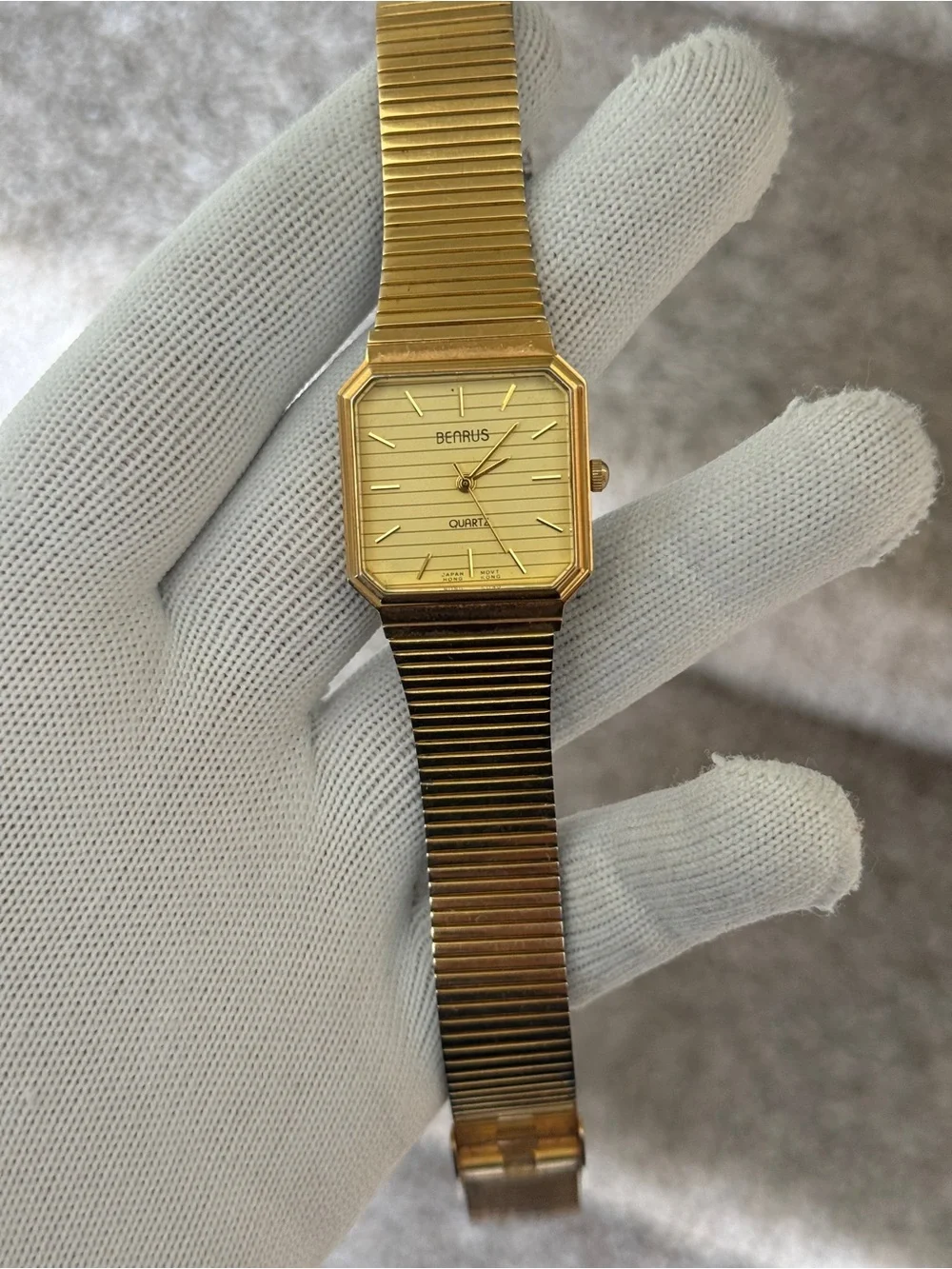 Benrus vintage Gold Tone tank Quartz Watch Mens